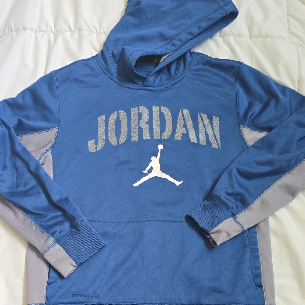 Jordan Blue and Gray Hoodie with Logo